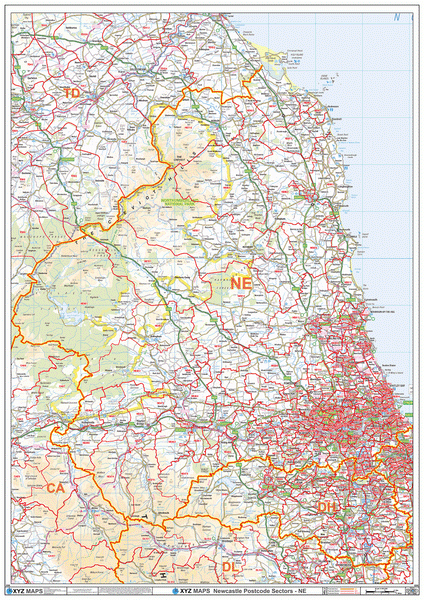 England & Wales Postcode District Map (D9) – Map Logic