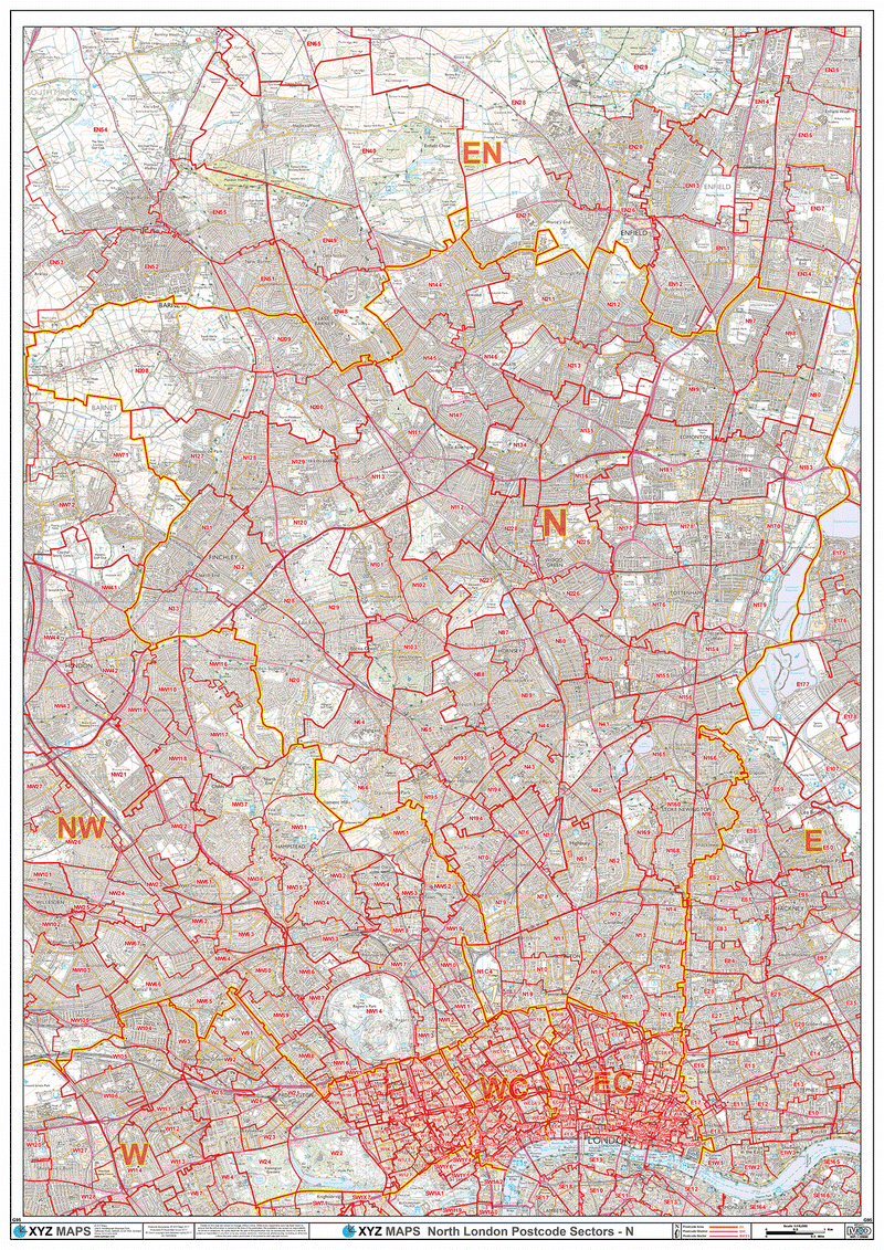 North London Postcode Map (N)