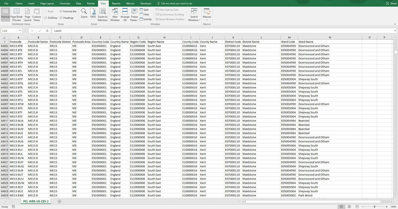 Postcode to Local Authority Ward, District Lookup