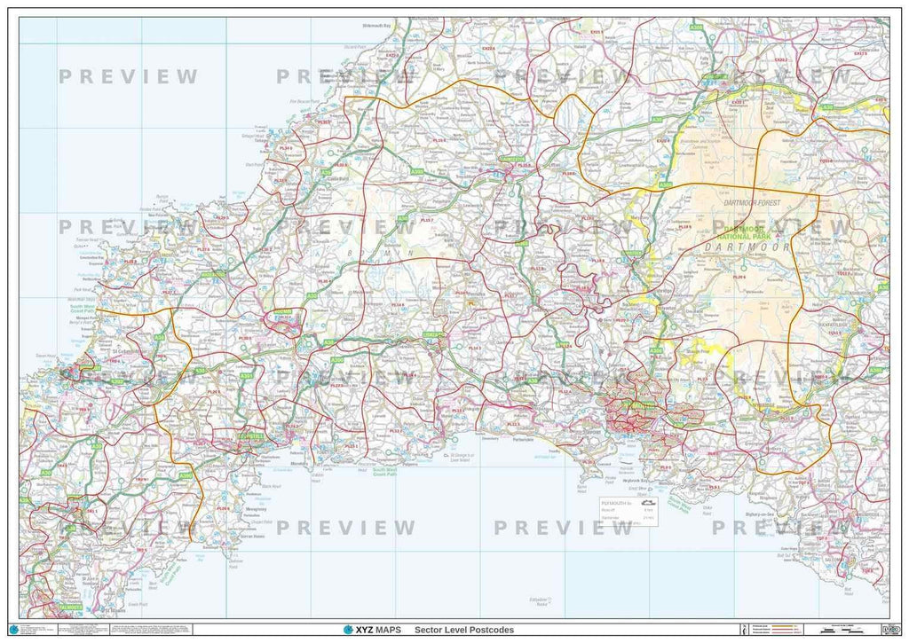 PL Postcode Map for the Plymouth Postcode Area GIF or PDF Download ...