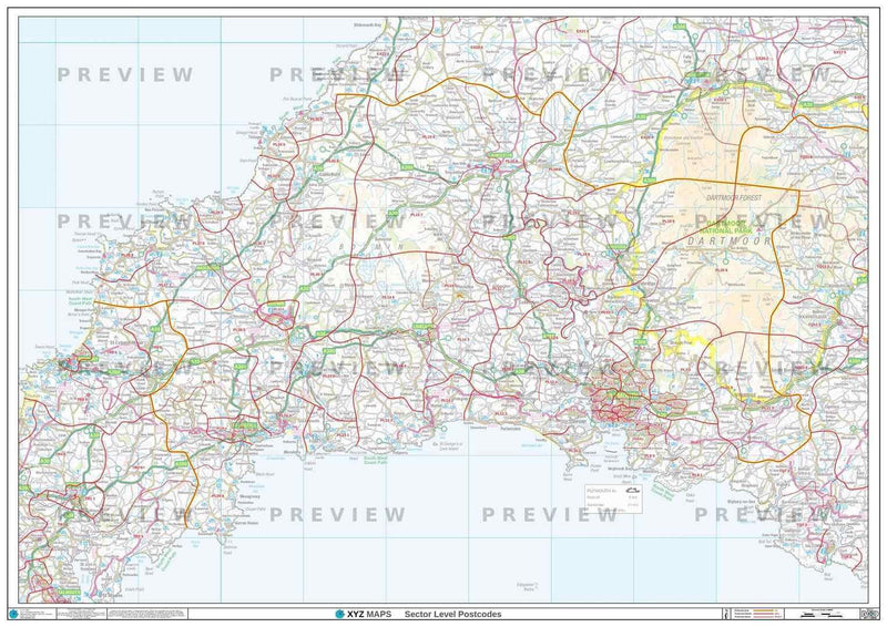 PL Postcode Map for the Plymouth Postcode Area GIF or PDF Download ...