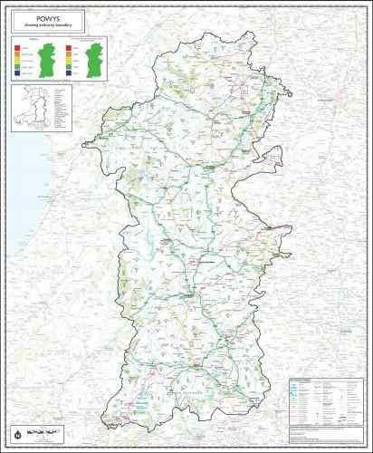 Map of Powys County