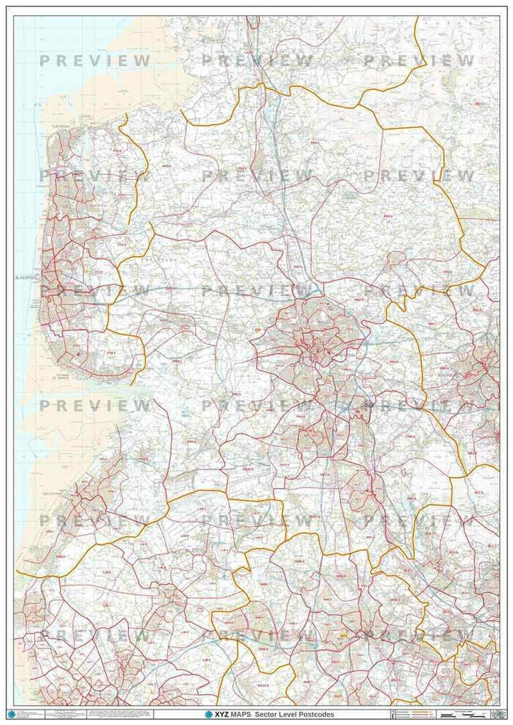 PR Postcode Map for the Preston Postcode Area GIF or PDF Download – Map ...
