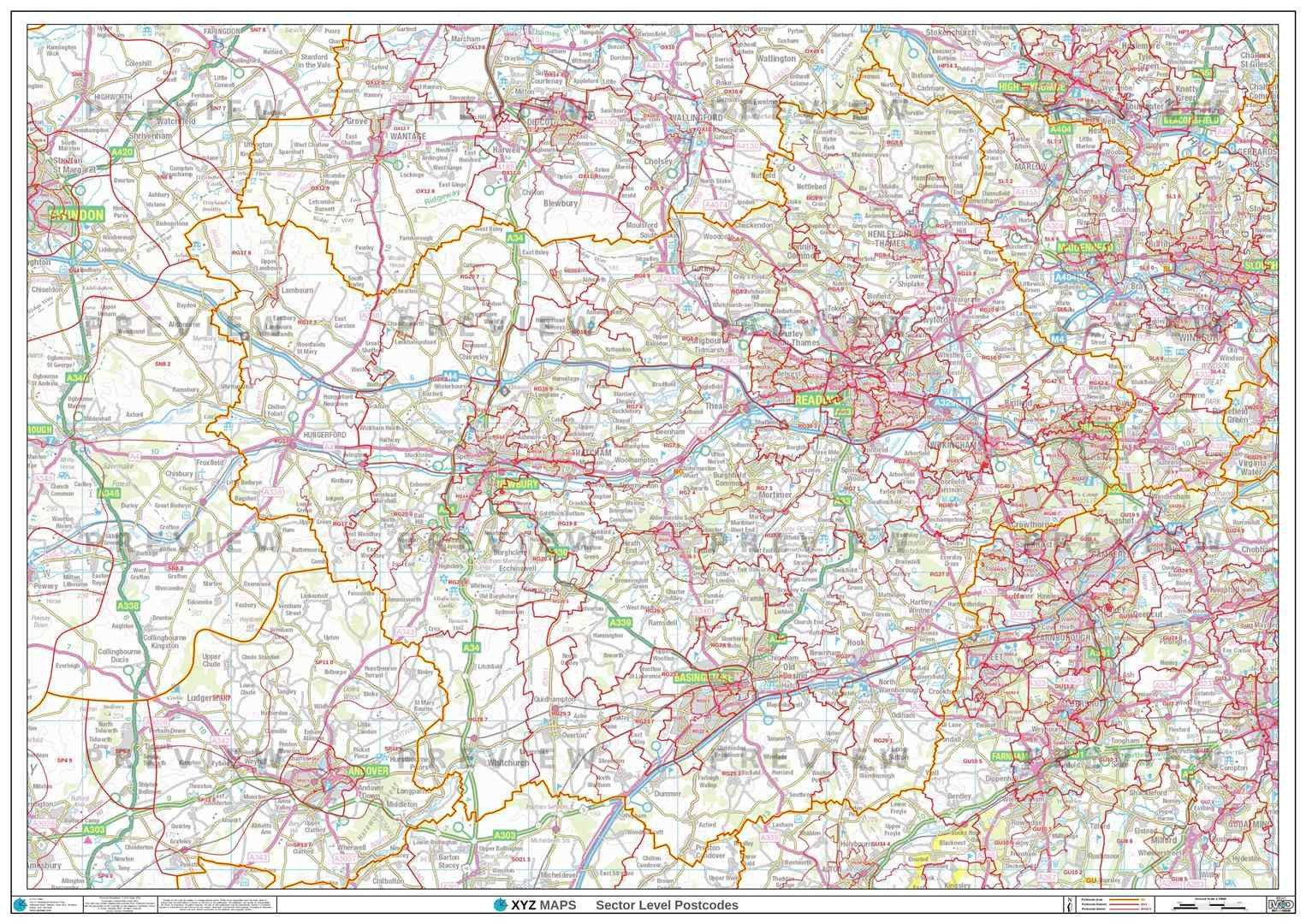 RG Postcode Map for the Reading Postcode Area GIF or PDF Download – Map ...