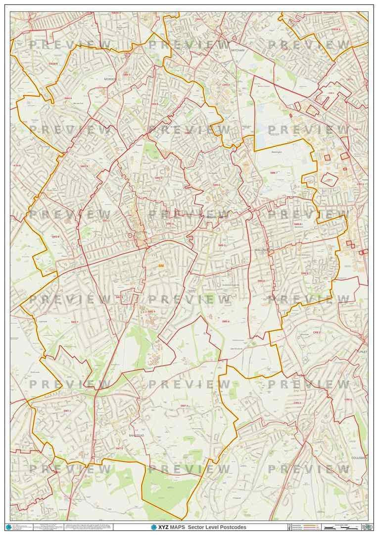 Sutton Postcode SM Postcode Map for the Sutton Postcode Area GIF or PDF Download – Map ...