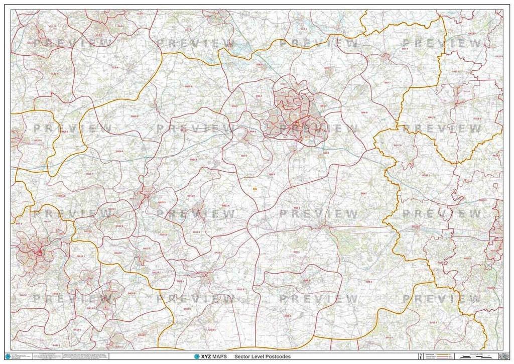SN Postcode Map for the Swindon Postcode Area GIF or PDF Download – Map ...