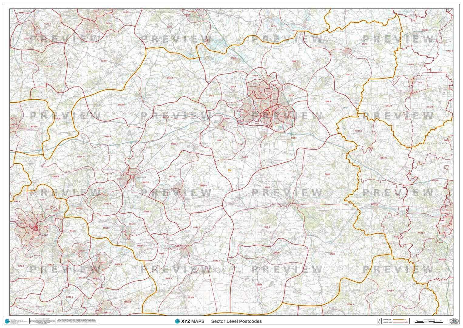 4509 Postcode Map SN Postcode Map for the Swindon Postcode Area GIF or PDF Download – Map ...