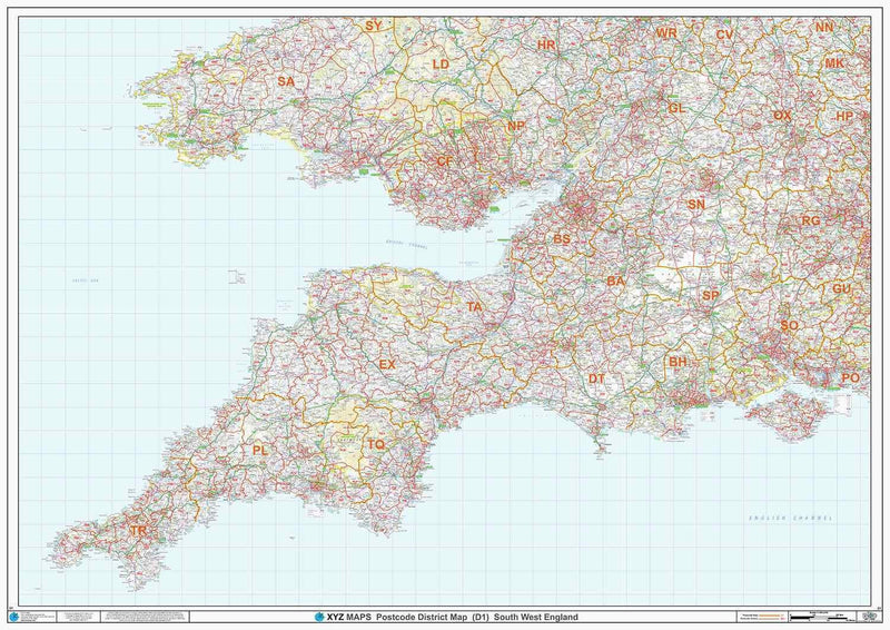 South West England Postcode District Map Sheet