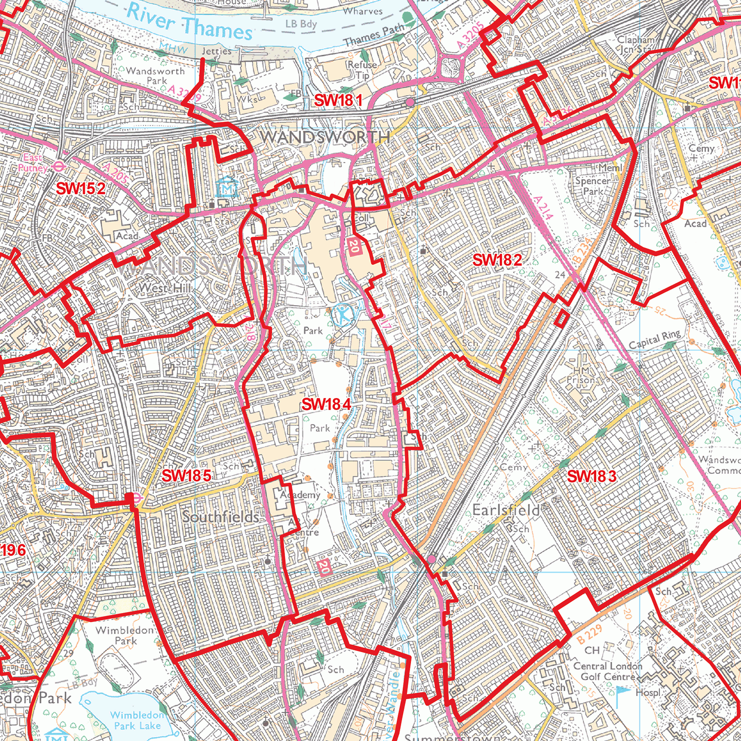 SW Postcode Area Map – Map Logic