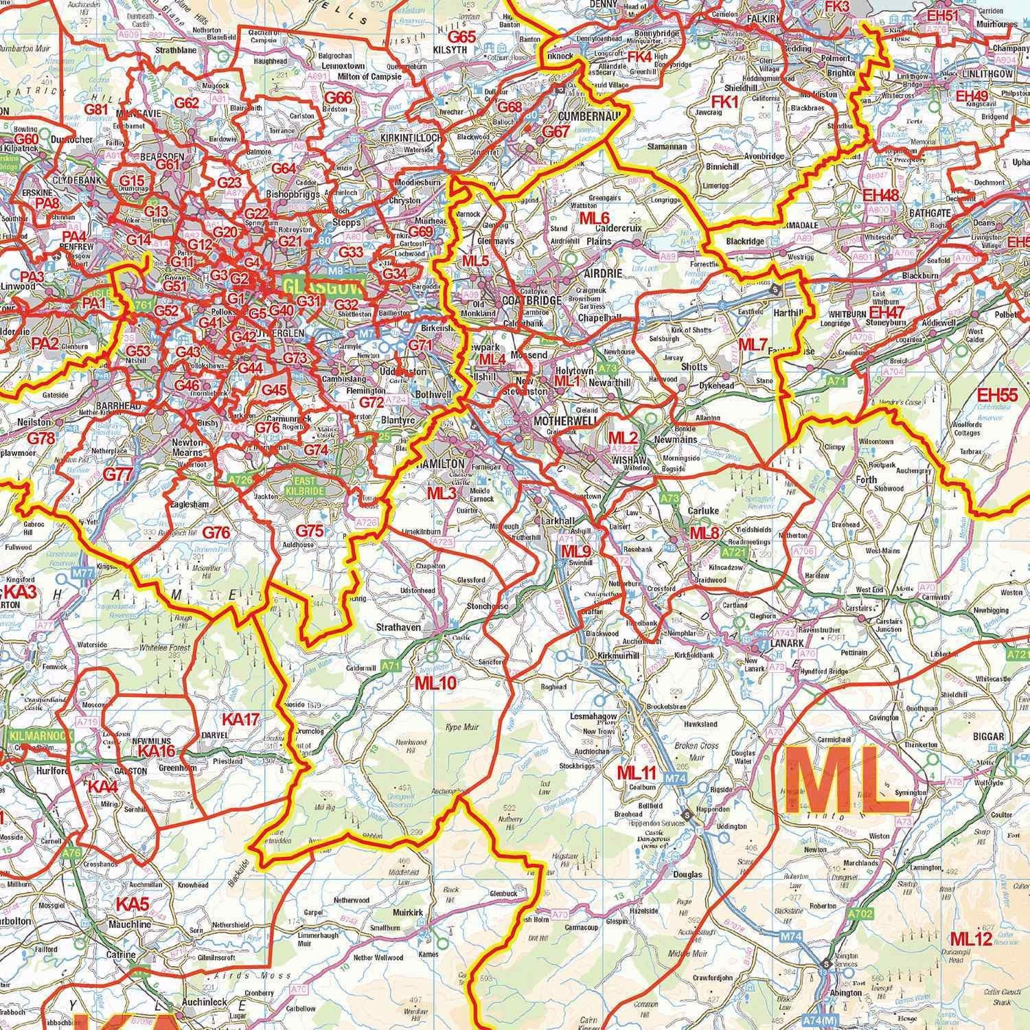 South Scotland Postcode District Map GIF or PDF Download (D5) – Map Logic
