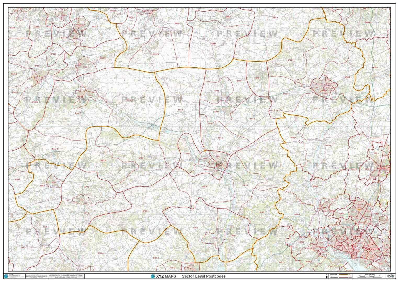 Sp11 Postcode SP Postcode Map for the Salisbury Postcode Area GIF or PDF Download ...