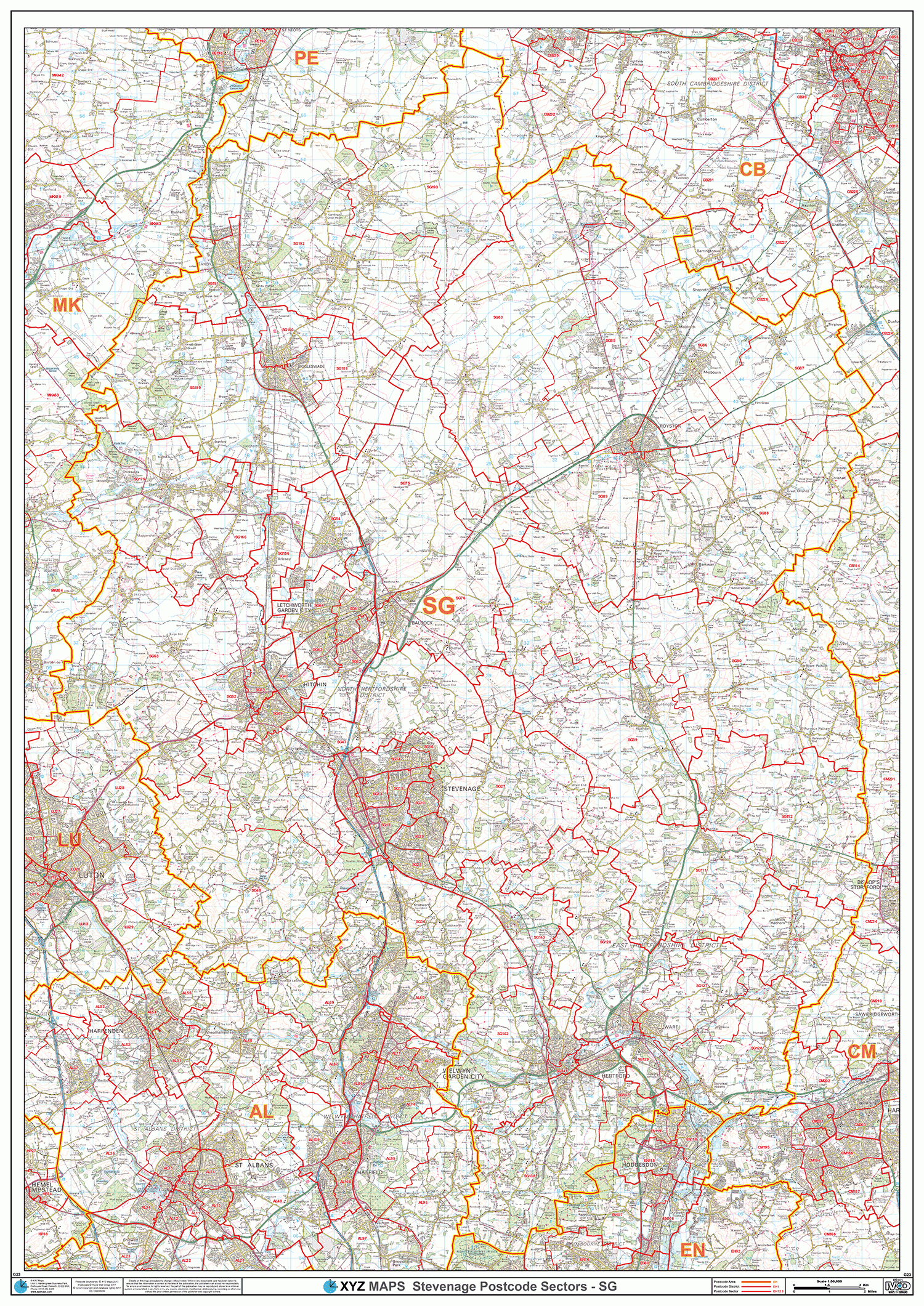 Stevenage Postcode Map (SG) – Map Logic