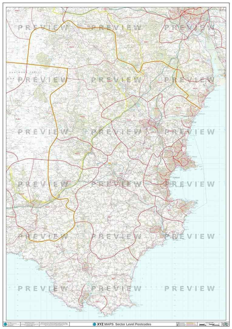 Tq Postcode Uk TQ Postcode Map for the Torquay Postcode Area GIF or PDF Download – Map ...