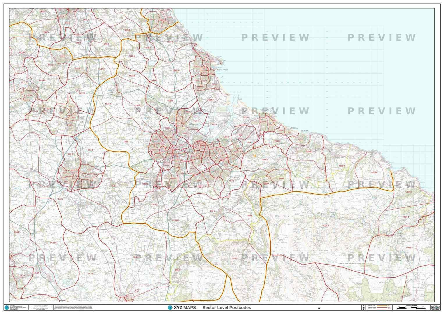 TS Postcode Map for the Teesside Postcode Area GIF or PDF Download ...
