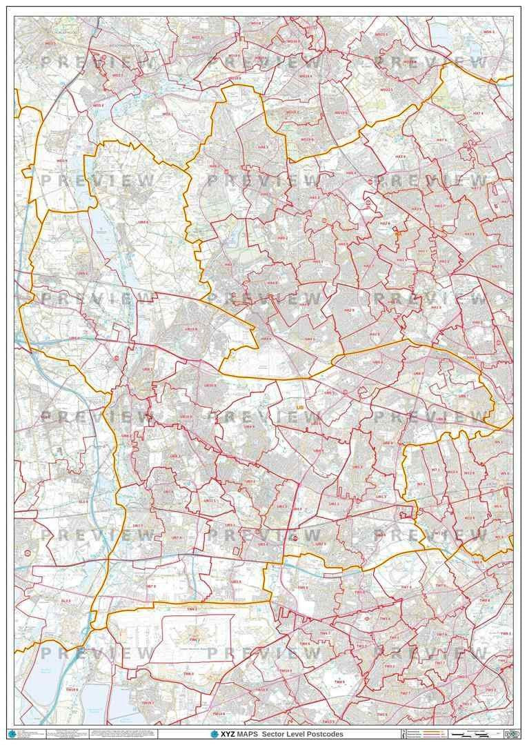 UB Postcode Map for the Southall Postcode Area GIF or PDF Download ...