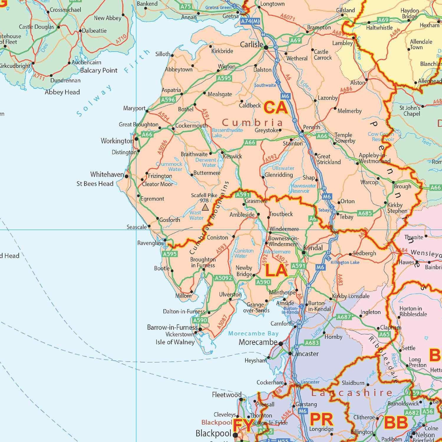 Huge UK Postcode Area Map with County Shading GIF or PDF Download (AR2 ...
