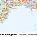 Bottom Edge of the UK Postcode District Map With County Shading