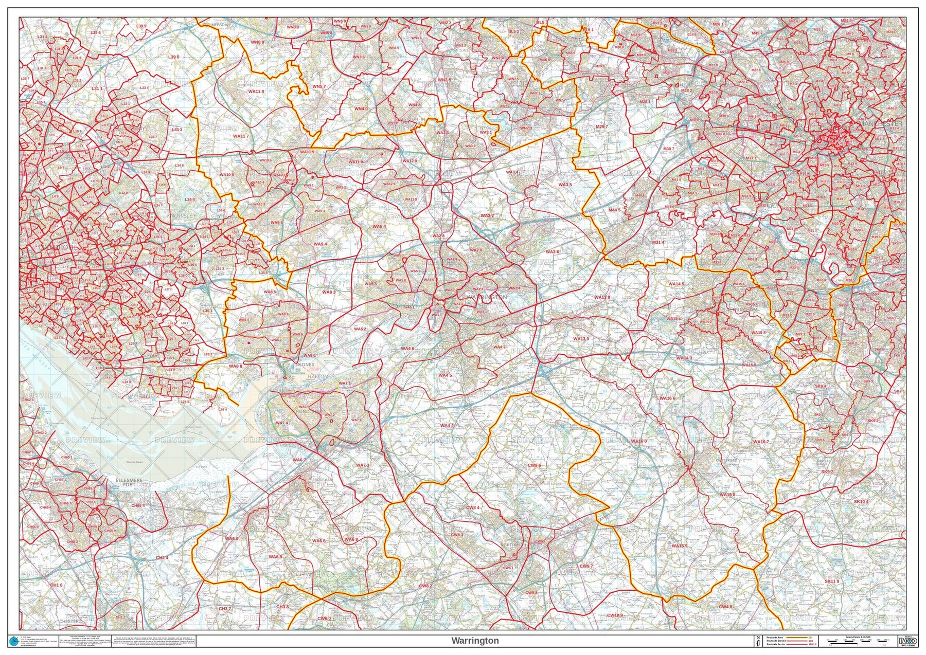 WA Postcode Map for the Warrington Postcode Area GIF or PDF Download ...