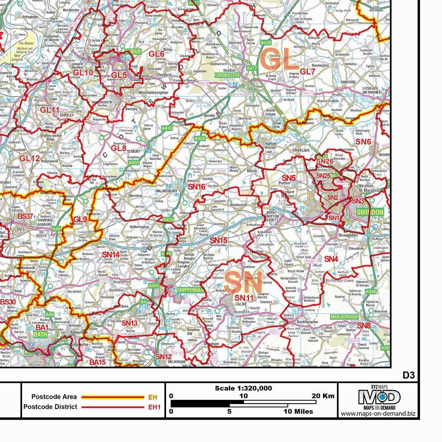 Ts Postcode Wall Map Teeside - TS - Postcode Postcode Sector Boundary Map