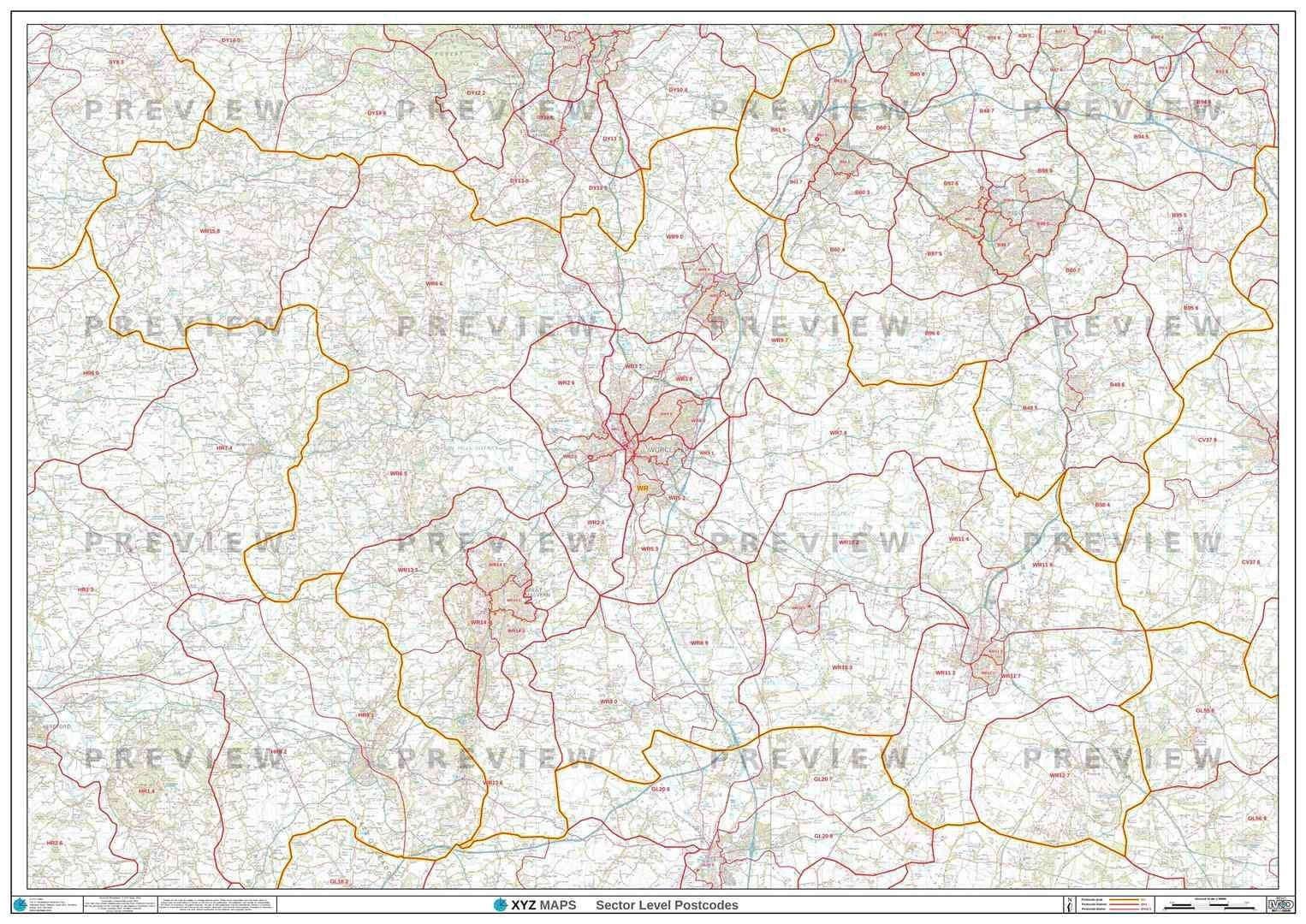 Tp1 Postcode WR Postcode Map for the Worcester Postcode Area GIF or PDF Download ...