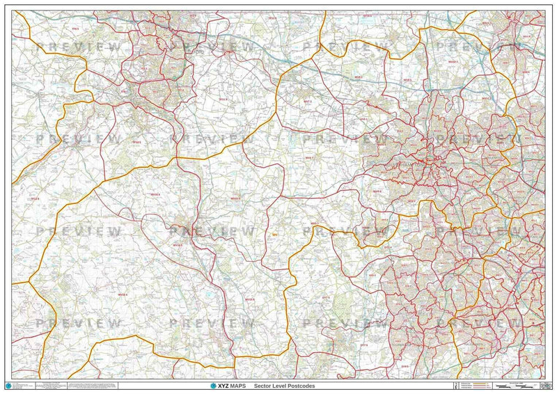 Wolverhampton Postcode Map for the WV Postcode Area - Full Sheet